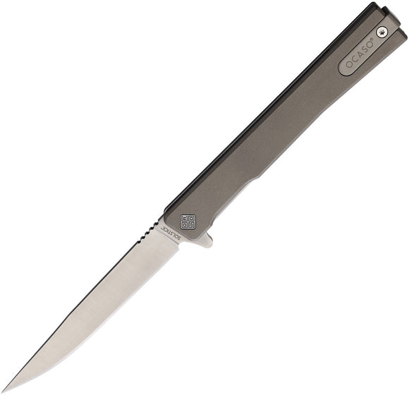 Ocaso Solstice Linerlock Gray Titanium Folding S35VN Clip Pt Pocket Knife 10CTS