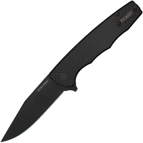 Ocaso Strategy Linerlock Black G10 & Carbon Fiber Folding D2 Pocket Knife 29BCB