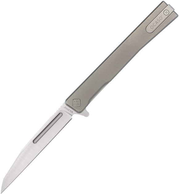 Ocaso Solstice Linerlock Gray Titanium Folding S35VN Pocket Knife 8WTS