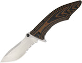 Outdoor Edge Large Conquer Brown Framelock Serrated Blade Folding Knife CQ35S