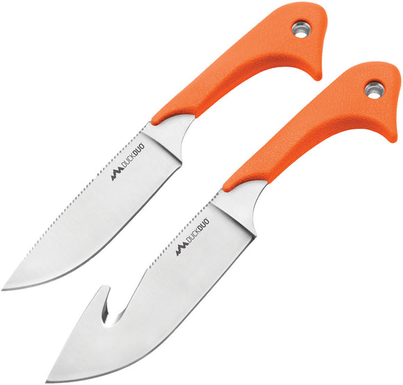 Outdoor Edge Duck Duo 2pc Orange TPR Stainless Fixed Blade Knife Set DD20C