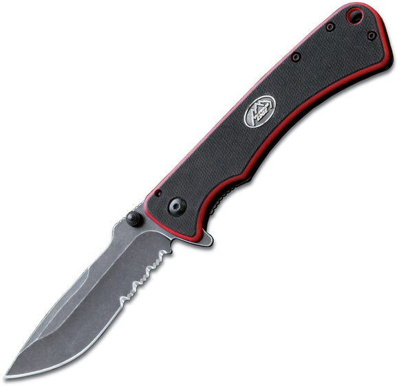 Outdoor Edge Divide Black/Red Framelock Serrated Blade Folding Knife DV10S