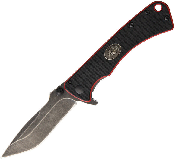 Outdoor Edge Small Divide Black/Red Framelock Plain Blade Folding Knife DV30