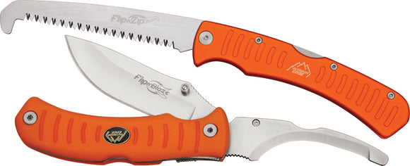 Outdoor Edge Flip N Blaze Orange Saw & Folding Lockback Knife Combo Set FCB30