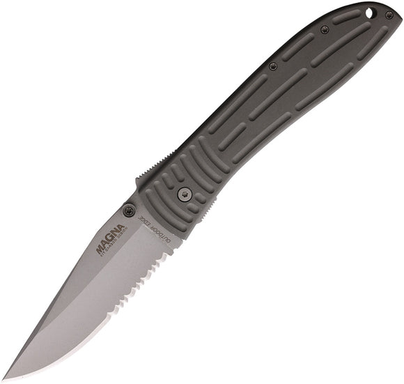 Outdoor Edge Magna Linerlock Bulk Gray FRN Folding Serrated Pocket Knife MA10S