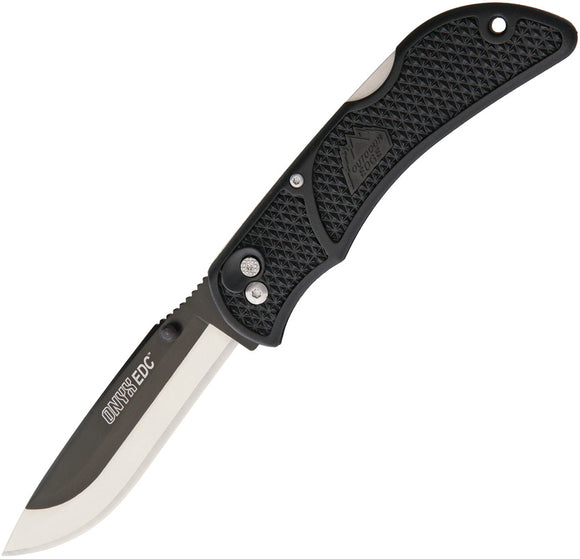 Outdoor Edge Pocket Knife Onyx EDC Lockback Black Folding 420J2 Stainless OX10