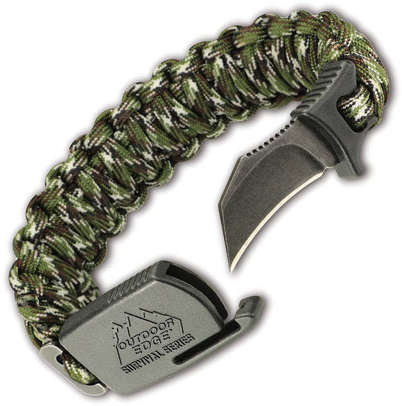 Outdoor Edge Paraclaw Camo Large Stainless Knife Survival Paracord Bracelet Tool PCC90C