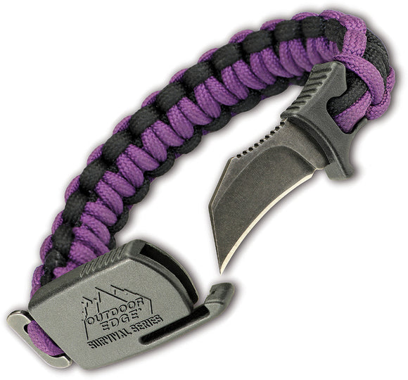 Outdoor Edge Paraclaw Purple Small Stainless Knife Paracord Survival Bracelet Tool PCP75C