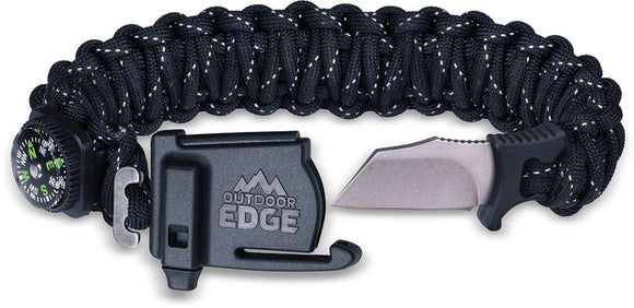Outdoor Edge ParaSpark Medium Black Paracord Survival Knife Bracelet SK80C