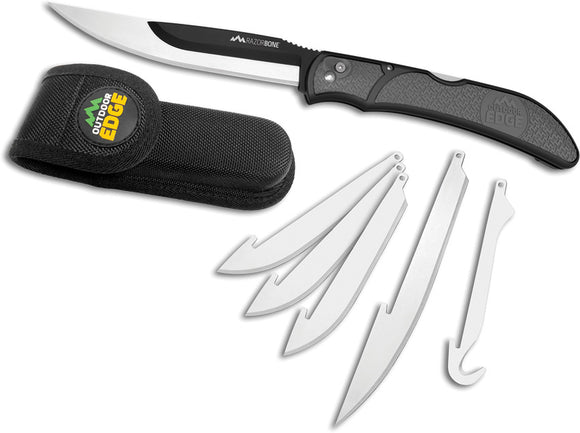 Outdoor Edge Pocket Knife Razor Bone Gray Folding 420J2 Stainless Blade RBY10
