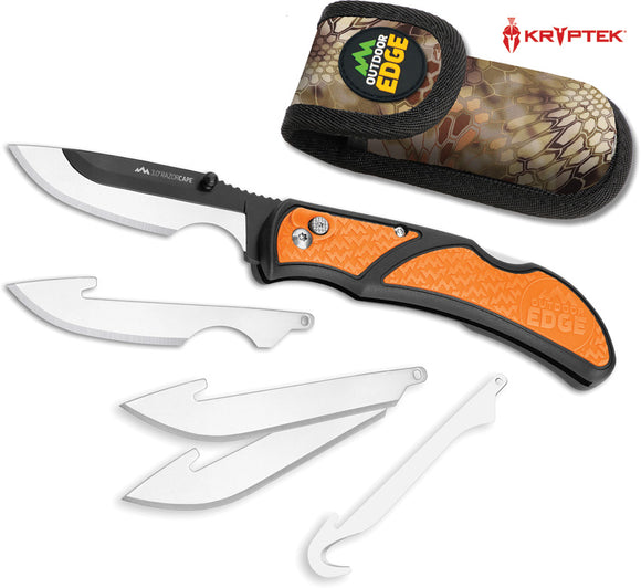 Outdoor Edge RazorCape Lockback Orange TPR Folding Pocket Knife RCB3010C