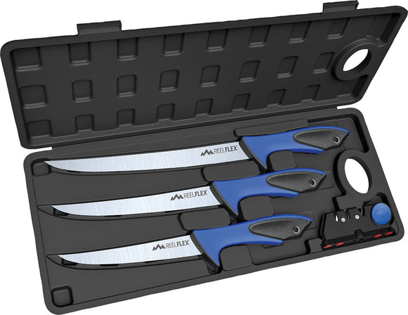Outdoor Edge Reel Flex Pak 5pc Fixed Fillet Knife Set w/ Sharpener & Case RFP6