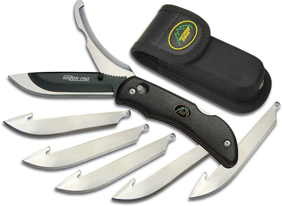 Outdoor Edge Razor Pro Black Stainless Folding Knife w/ Sheath RO10