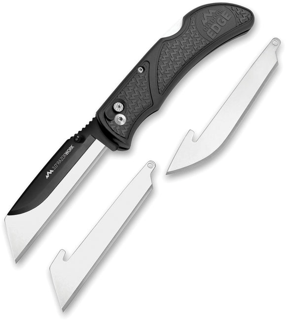 Outdoor Edge Pocket Knife Razor Work Lockback Gray Folding Stainless Blade 3060C