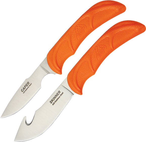 Outdoor Edge Wild Pair Combo 2pc Orange TPR Stainless Fixed Blade Knife Set WR1C