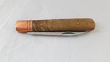 Old Forge Folder Stainless Copper Bolster Brown Wood Handle Folding Knife 025