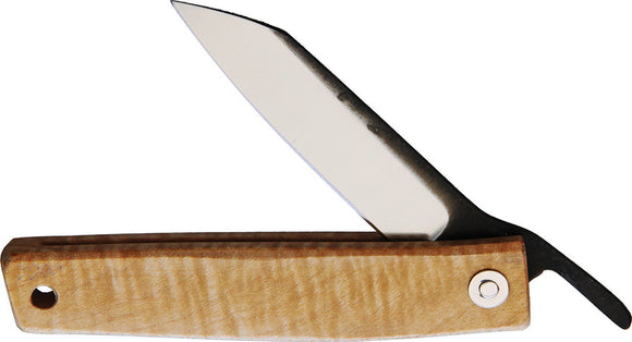 Ohta Knives FK7 Tan Maple Wood Folding D2 Stainless Steel Pocket Knife FK7M