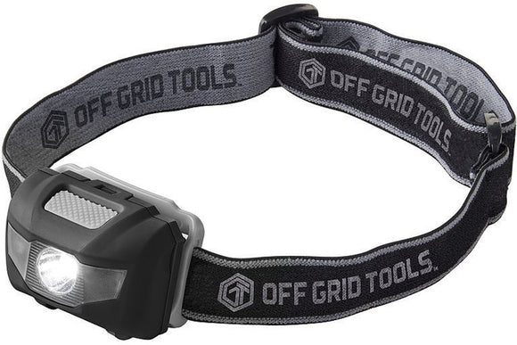 Off Grid Tools Black/Gray Survival LED High/Low Red Strobe Headlamp TAH