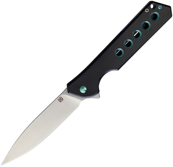 Olamic Cutlery Black Rainmaker Titanium Folding Drop Point Pocket Knife 96158