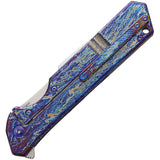 Olamic Cutlery Blue Rainmaker Titanium Folding Harpoon Pocket Knife 96167