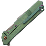 Olamic Cutlery Green Rainmaker Titanium Folding Harpoon Pocket Knife 96171