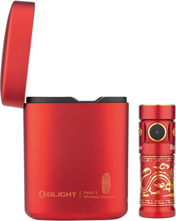 Olight Baton 3 Dragon Red Aluminum Water Resistant BTN3KDGPN