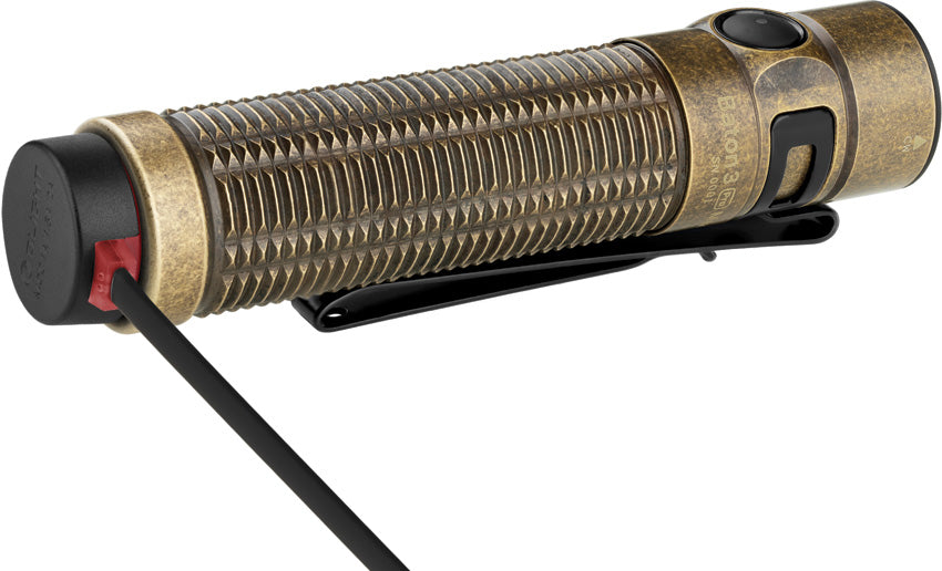 olight brass flashlight Olight Baton 3 Pro Max Brass Water Resistant 4.5" Flashlight BTN3PROMB – Atlantic Knife Company