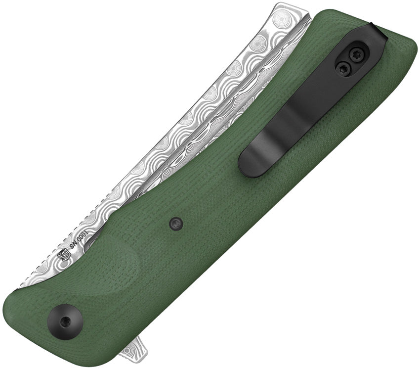 Oknife Freeze 3 Linerlock LTD OD Green G10 Folding Damascus Pocket