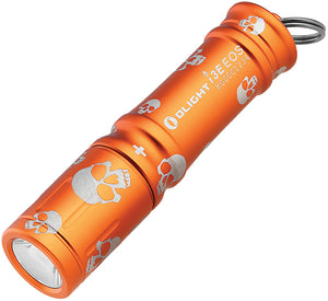 Olight i3E Keychain Skull Orange & White Water Resistant 2.38" Flashlight I3EOS