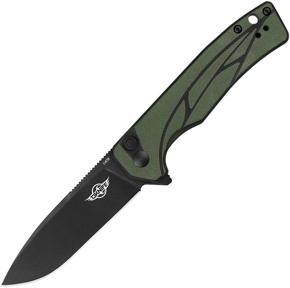 Oknife Mettle Button Lock Green/Black G10 Folding 154CM Pocket Knife METTLEEODG
