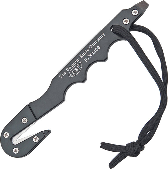 Ontario ASEK Strap Cutter Black Anodized Aluminum Stainless Multi-Tool 1403