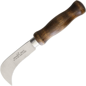 Ontario Linoleum 8.5" 1095HC Steel Fixed Brown Smooth Wood Handle Knife 4200