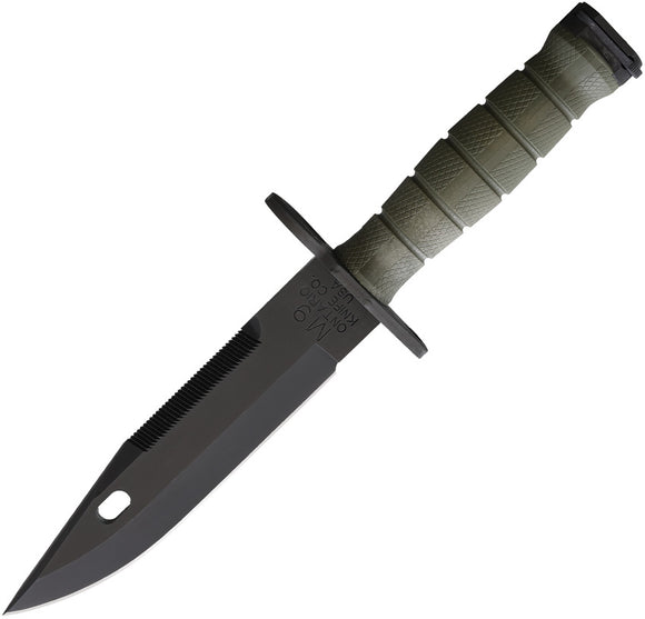 Ontario M-9 Combat Olive Handle 420 Stainless Fixed Blade Knife w/ Scabbard 490