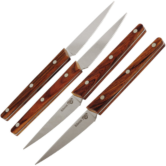 Ontario Robeson 4pc Cocobolo Wood Handle Fixed Stainless Viking Knives Set 6416