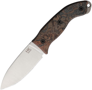 Ontario Brown Micarta 420HC Stainless Fixed Blade Hiking Knife w/ Sheath 8187