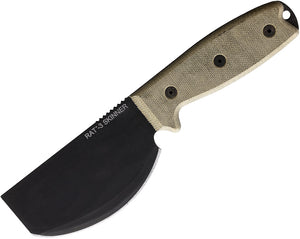 Ontario Rat 3 Tan Micarta Carbon Steel Fixed Blade Skinner Knife w/ Sheath 8661