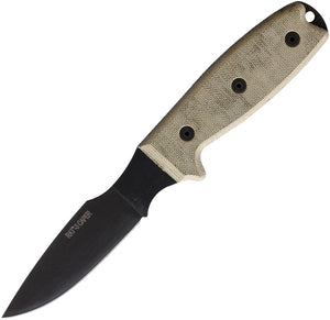 Ontario RAT 3 Caper Tan Micarta Carbon Steel Fixed Blade Knife w/ Sheath 8663