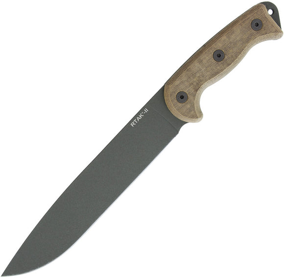 Ontario RTAK-II Fixed Green Carbon Steel Micarta Knife w/ Nylon Belt Sheath 8669