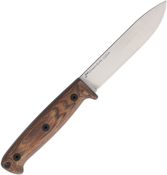 Ontario Bushcraft Field Factory Second Brown Wood Spear Pt Fixed Blade Knife 8696SEC