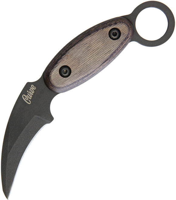 Ontario Curve Karambit Black Stainless Fixed High Carbon Wood Handle Knife 8701
