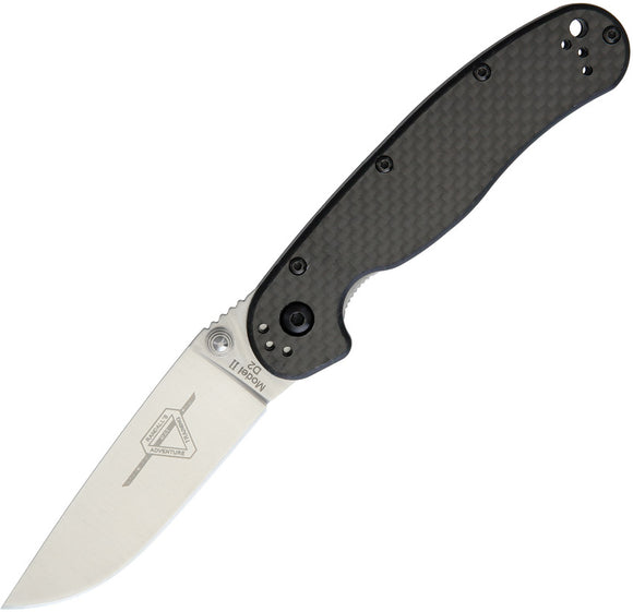 Ontario RAT II Linerlock D2 Tool Steel Carbon Fiber Black Folding Knife 8832