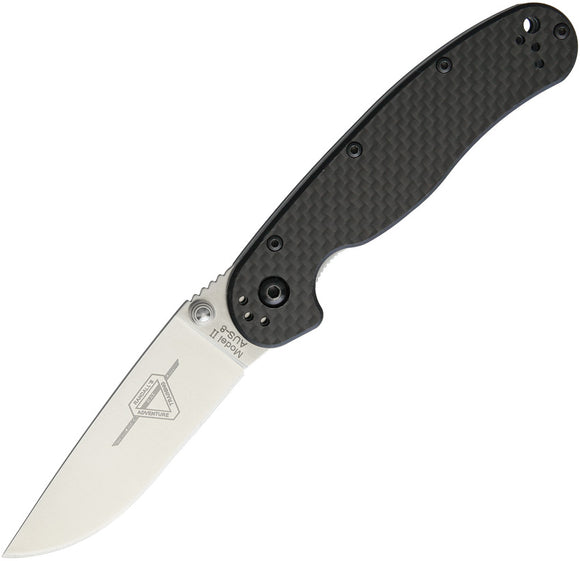 Ontario RAT II Linerlock Carbon Fiber Black Handle Stainless Folding Knife 8836