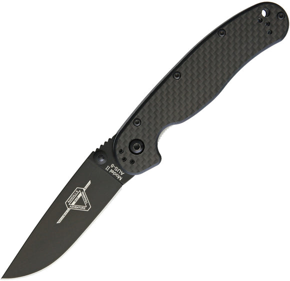 Ontario RAT II Linerlock Black Carbon Fiber Handle Stainless Folding Knife 8838