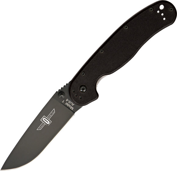 Ontario RAT-1 Linerlock Black Nylon Handle AUS-8 Stainless Folding Knife 8846