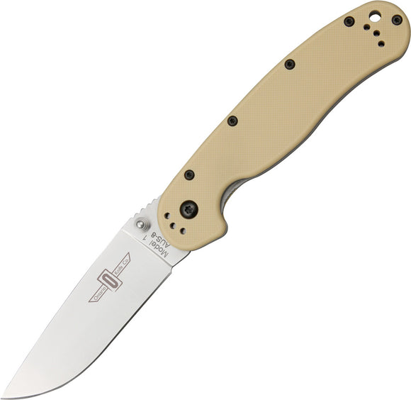 Ontario RAT 1 Linerlock Stainless Folding Blade Desert Tan Handle Knife 8848DT