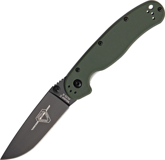Ontario OKC RAT II 2 OD Green / Black Folding Pocket Knife Folder AUS-8  - 8861OD