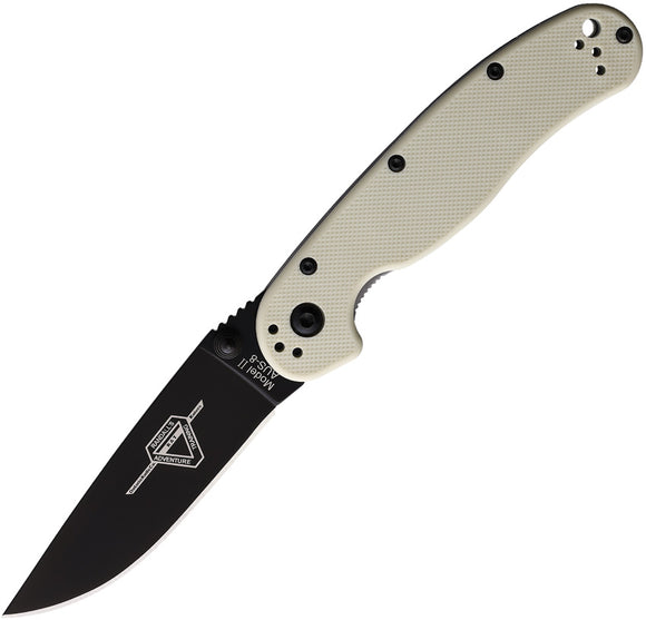 Ontario RAT II Linerlock Ivory Folding AUS-8 Drop Point Pocket Knife 8862BONE