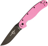 Ontario RAT I Folder Black Stainless Linerlock Pink Handle Folding Knife 8866