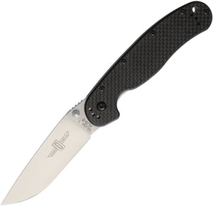 Ontario RAT 1 Linerlock Satin Stainless Folding Carbon Fiber Handle Knife 8886CF