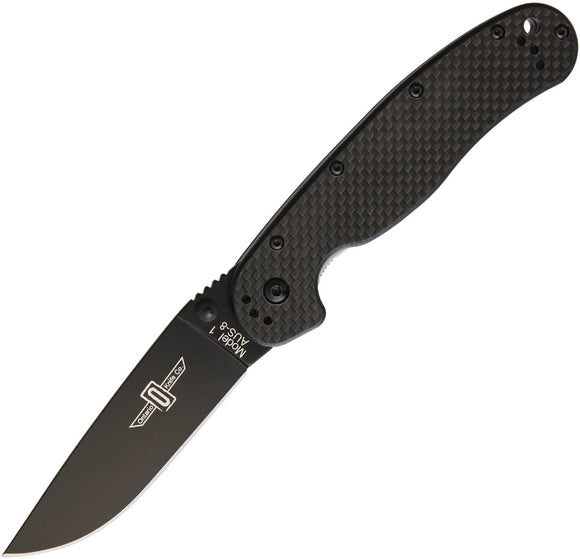 Ontario RAT 1 Linerlock Black Stainless Carbon Fiber Handle Folding Knife 8887CF